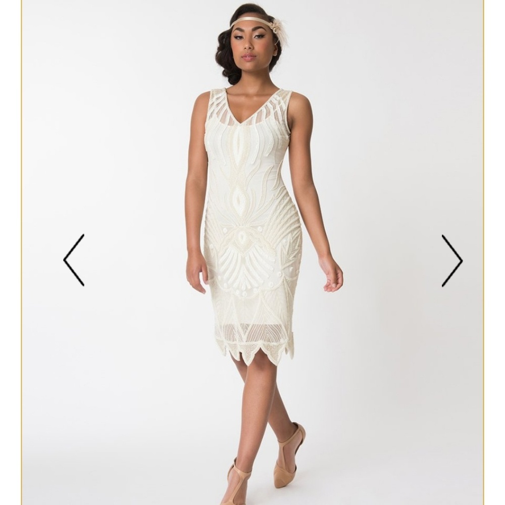 Unique Vintage 1920s style Wedding Dress Medium